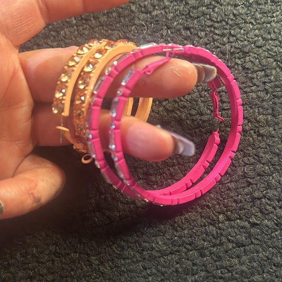 2 Pairs of Blingy Hoop Earrings - Picture 5 of 5